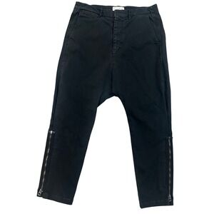 Nili Lotan Black Cropped Zipper Hem Cropped Drop Crotch Trouser‎ Pants Women 4